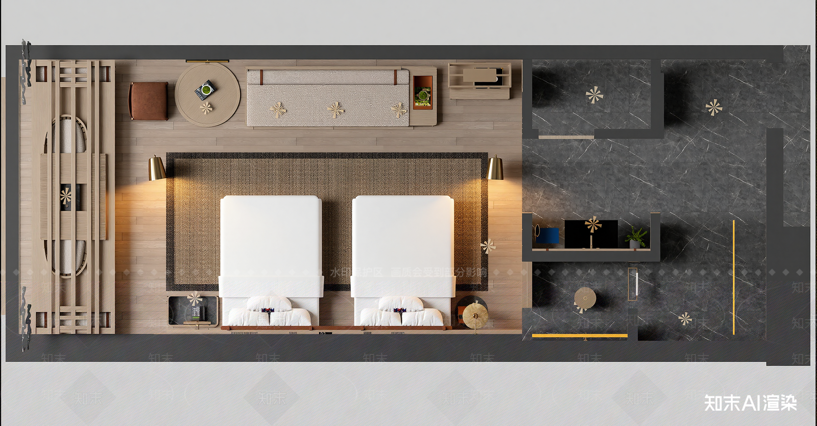 新中式酒店客房SU模型下载【ID:1216023114】