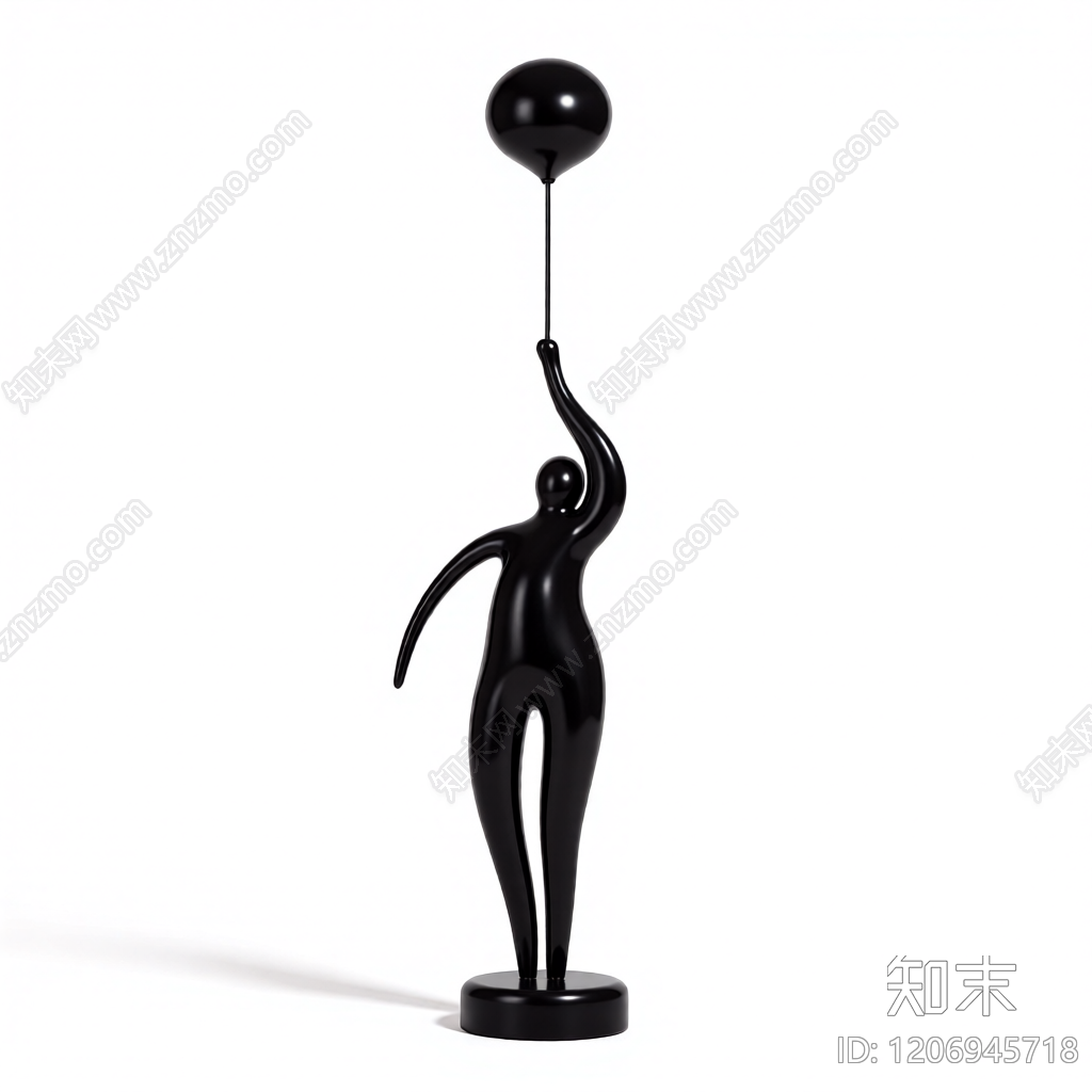 人物持气球雕塑3D模型下载【ID:1206945718】