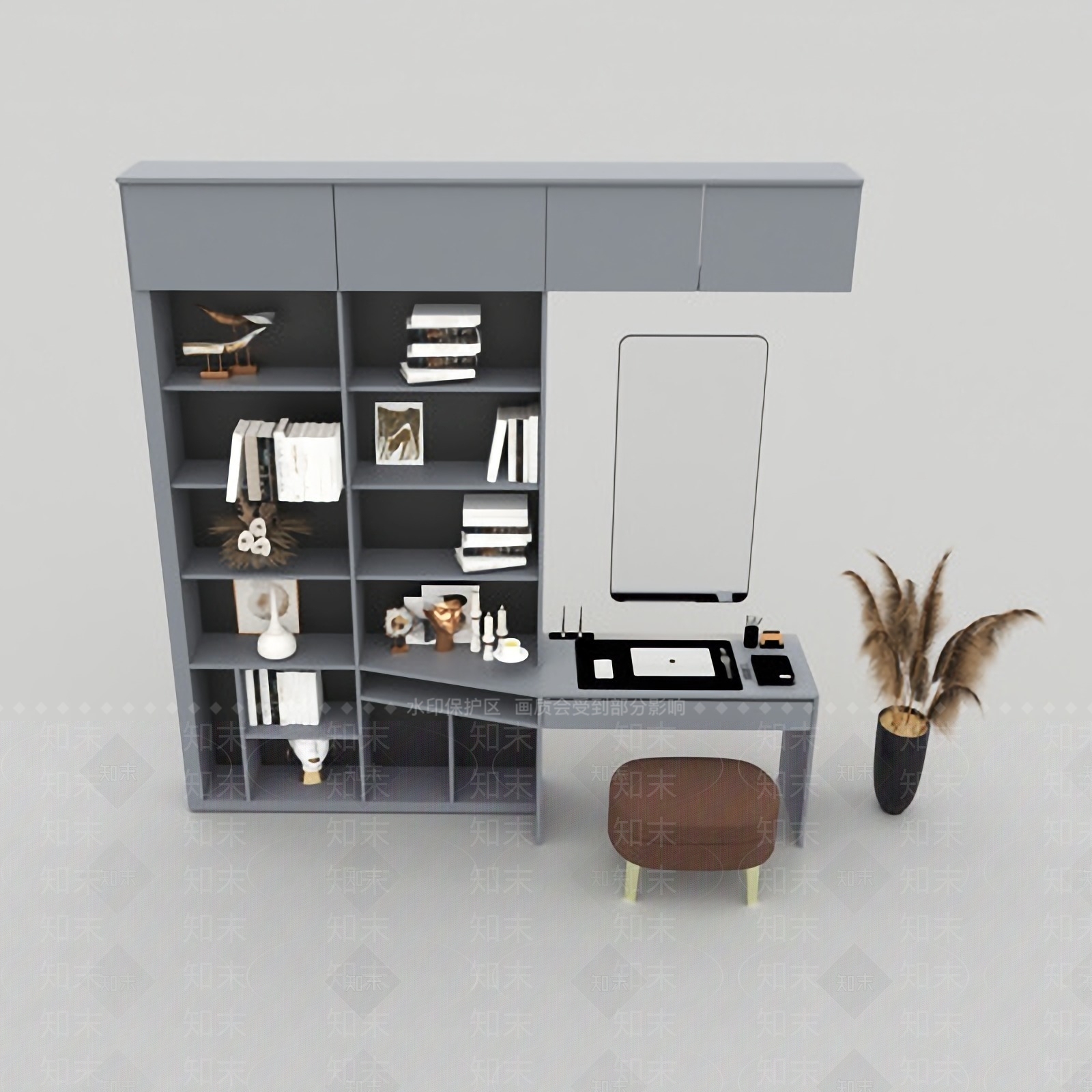 现代书桌椅组合免费3D模型下载【ID:1123251828】