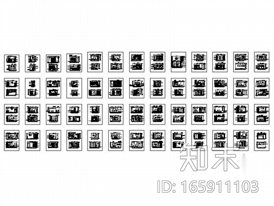 全套客厅立面图CAD图块下载施工图下载【ID:165911103】