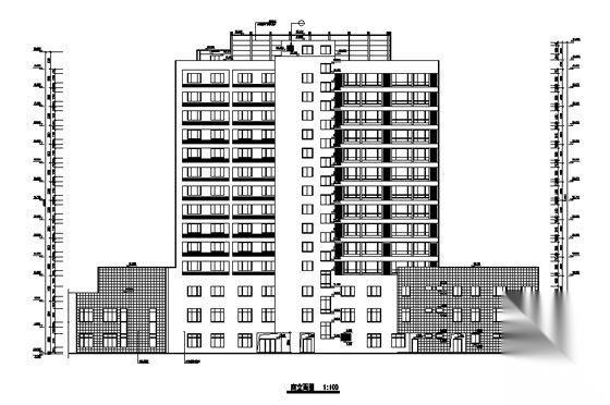某沿街十四层酒店式公寓建筑施工图cad施工图下载【ID:164859169】
