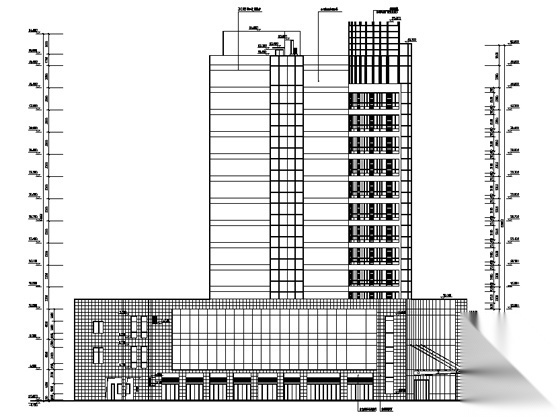 某沿街十四层酒店式公寓建筑施工图cad施工图下载【ID:164859169】