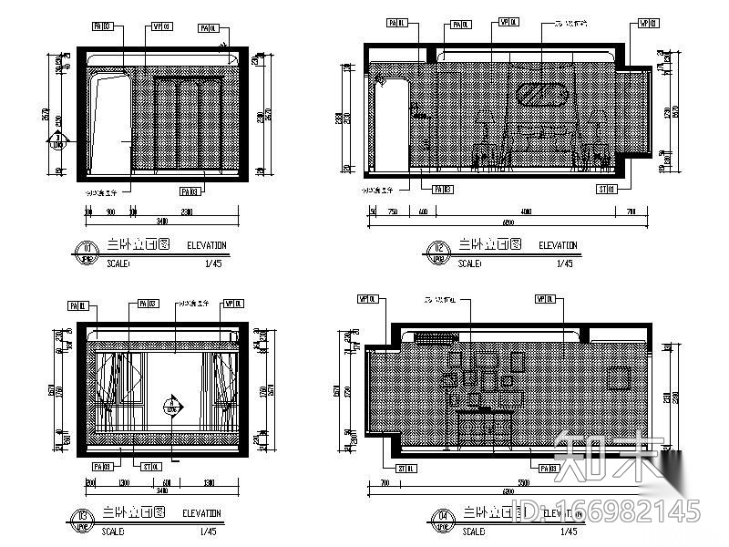 [广东]地知名地产风格三室两厅样板房施工图（含效果）cad施工图下载【ID:166982145】