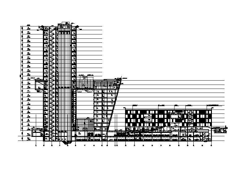 [上海]高层核心筒结构塔式办公综合体建筑施工图cad施工图下载【ID:149958155】