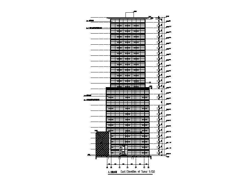 [上海]高层核心筒结构塔式办公综合体建筑施工图cad施工图下载【ID:149958155】