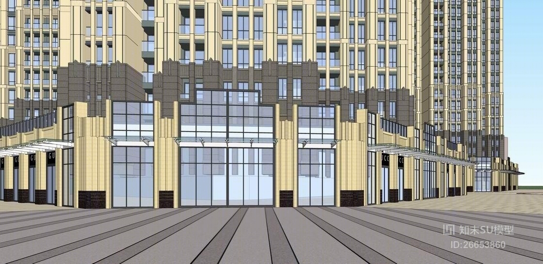 现代小区建筑SU模型下载【ID:26653860】