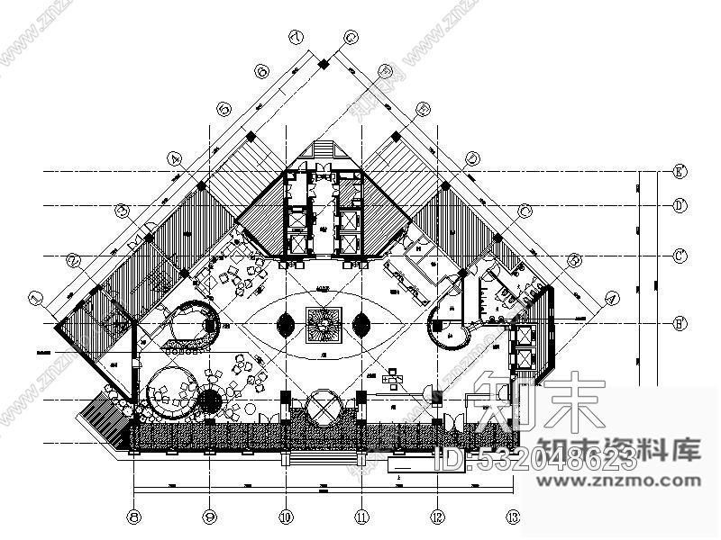 施工图上海某四星级酒店大堂装修图cad施工图下载【ID:532048623】