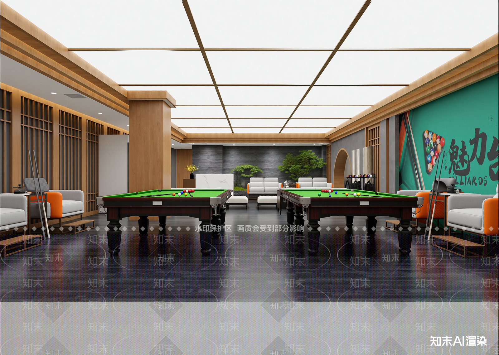 现代台球室3D模型下载【ID:1214380495】