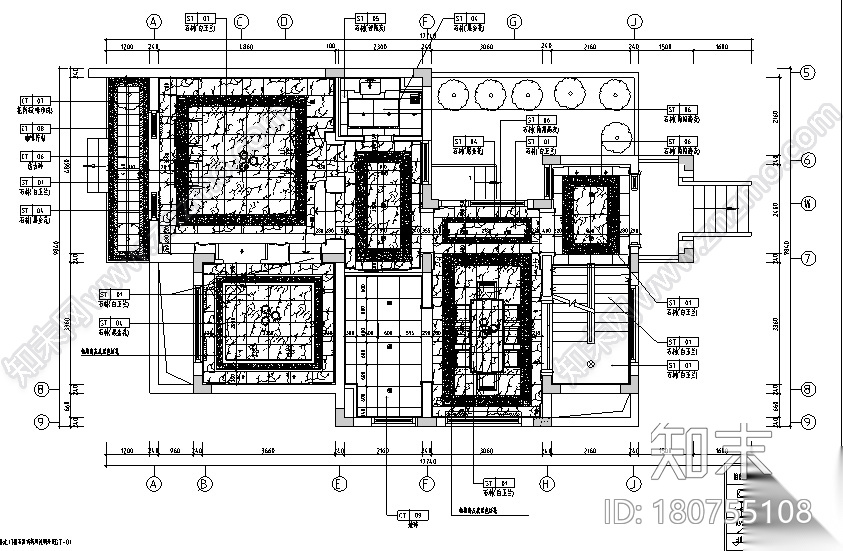 [上海]现代简约风格风景水岸样板房设计施工图（附效果图...cad施工图下载【ID:180755108】