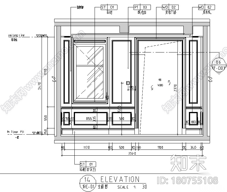 [上海]现代简约风格风景水岸样板房设计施工图（附效果图...cad施工图下载【ID:180755108】