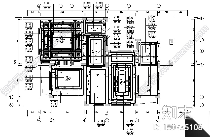 [上海]现代简约风格风景水岸样板房设计施工图（附效果图...cad施工图下载【ID:180755108】