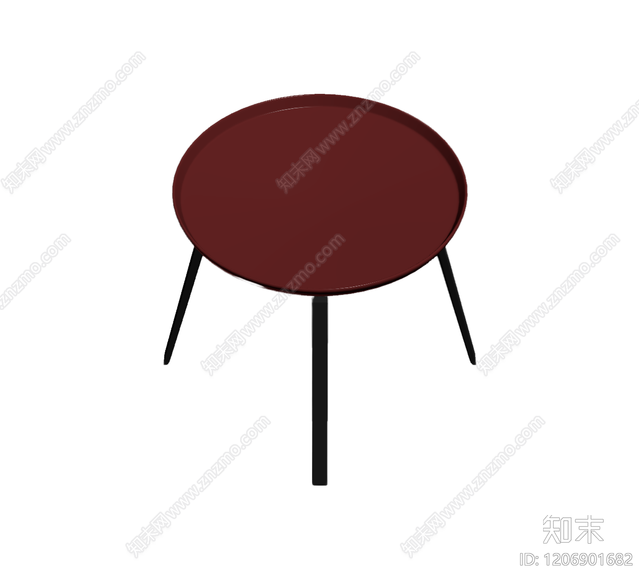 红色圆桌带黑腿3D模型下载【ID:1206901682】