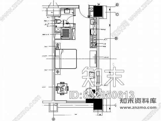 施工图苏州商务酒店D型标准双人客房装修图cad施工图下载【ID:532050613】
