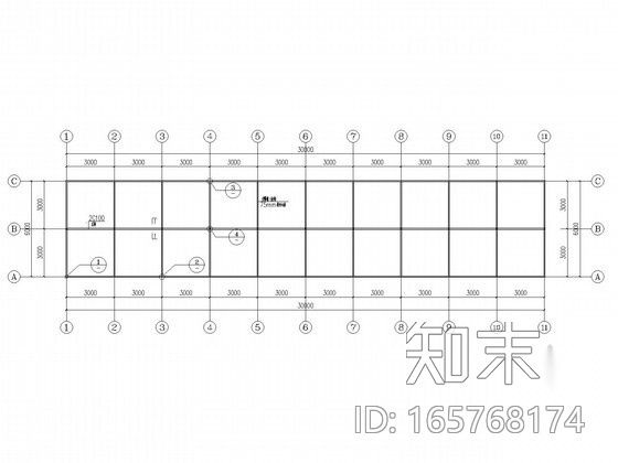 单层砖混结构施工图(夹心屋面板)cad施工图下载【ID:165768174】