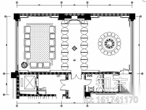 现代办公楼多功能厅室内装修设计图cad施工图下载【ID:161741170】