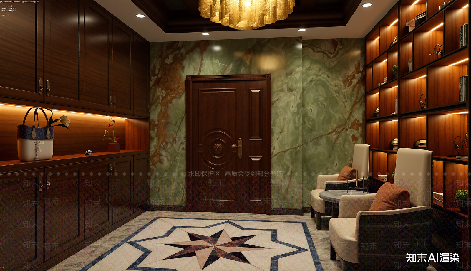 欧式古典玄关3D模型下载【ID:1221706909】