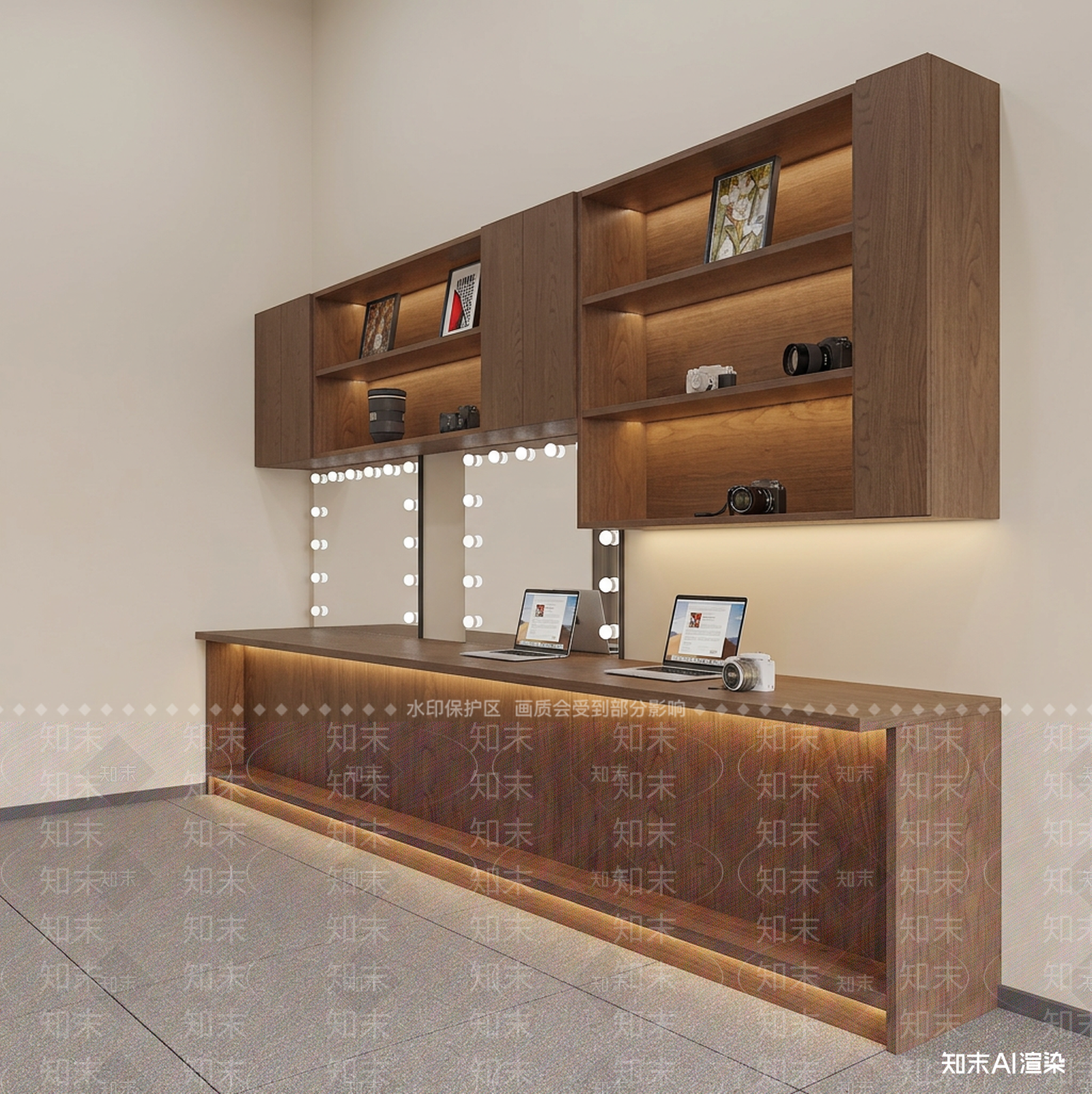 木质吧台梳妆台3D模型下载【ID:1227313210】