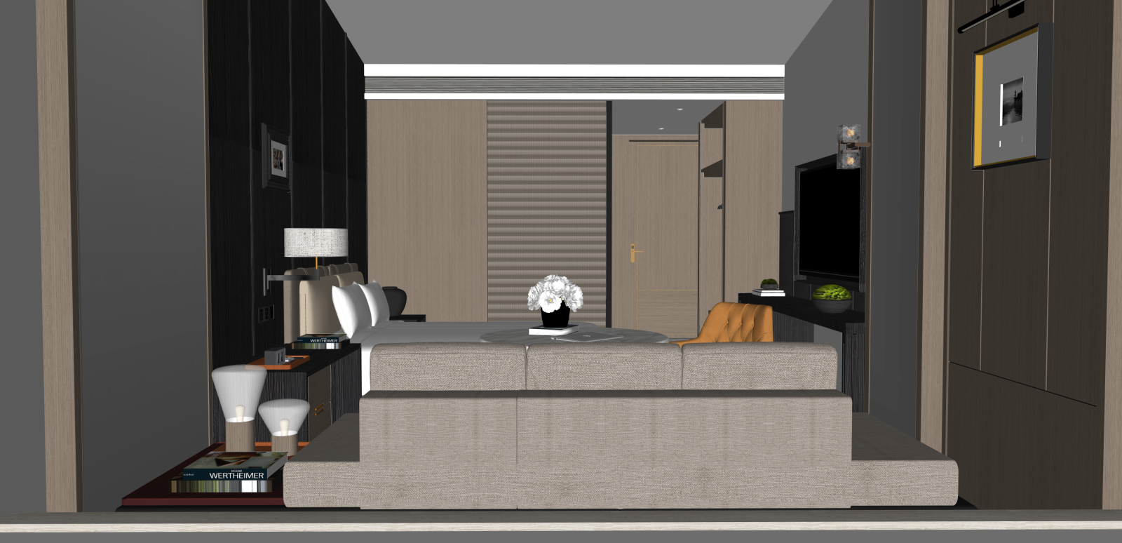 现代酒店客房SU模型下载【ID:1215971468】