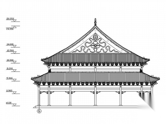 [河北]圆顶古寺宝殿建筑设计施工图cad施工图下载【ID:160729162】