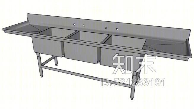 三室水槽W/2排水板[3NSF23-D2-XBF]SU模型下载【ID:521283191】