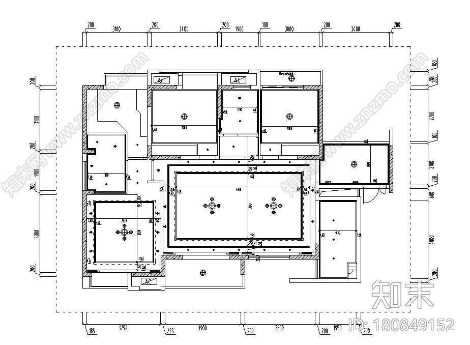 欧式风格156㎡3室2厅2卫住宅装修施工图设计cad施工图下载【ID:180849152】