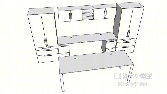 “7.5”沃森miro™x12.5私人办公桌和存储SU模型下载【ID:917812315】