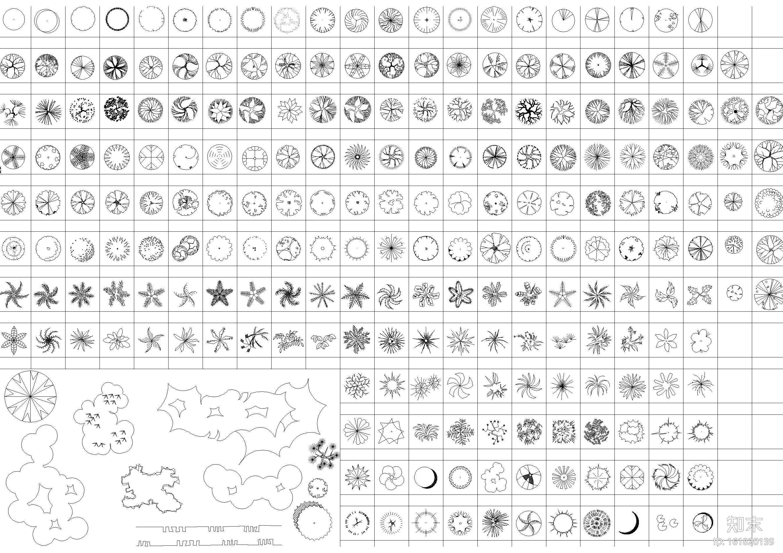 室内装饰，园林植物表，家具家私CAD图块cad施工图下载【ID:161820139】