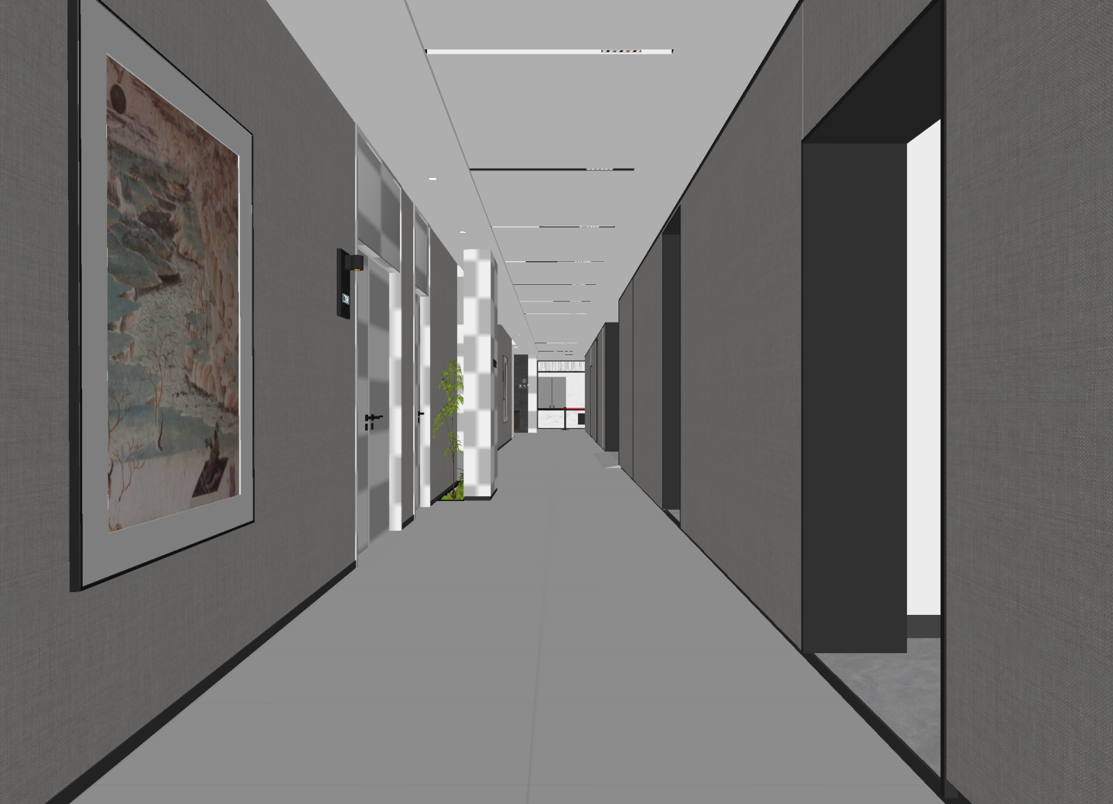 现代酒店走廊3D模型下载【ID:1214995351】