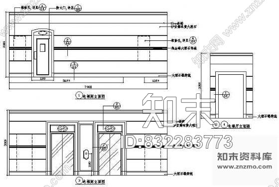 图块/节点电梯间立面图cad施工图下载【ID:832283773】