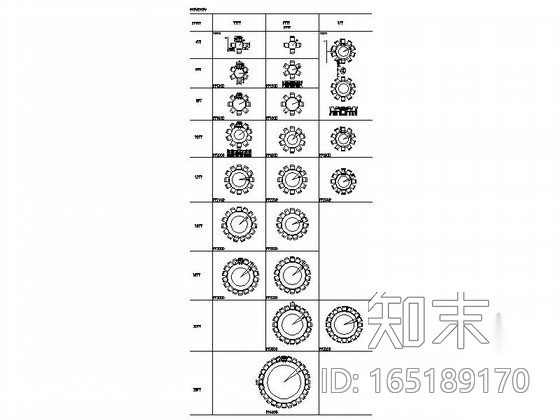 餐桌椅组合平面CAD图块下载cad施工图下载【ID:165189170】