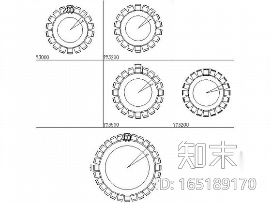 餐桌椅组合平面CAD图块下载cad施工图下载【ID:165189170】