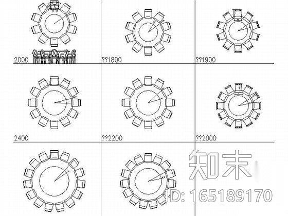 餐桌椅组合平面CAD图块下载cad施工图下载【ID:165189170】