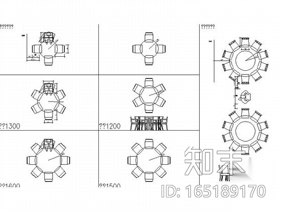 餐桌椅组合平面CAD图块下载cad施工图下载【ID:165189170】