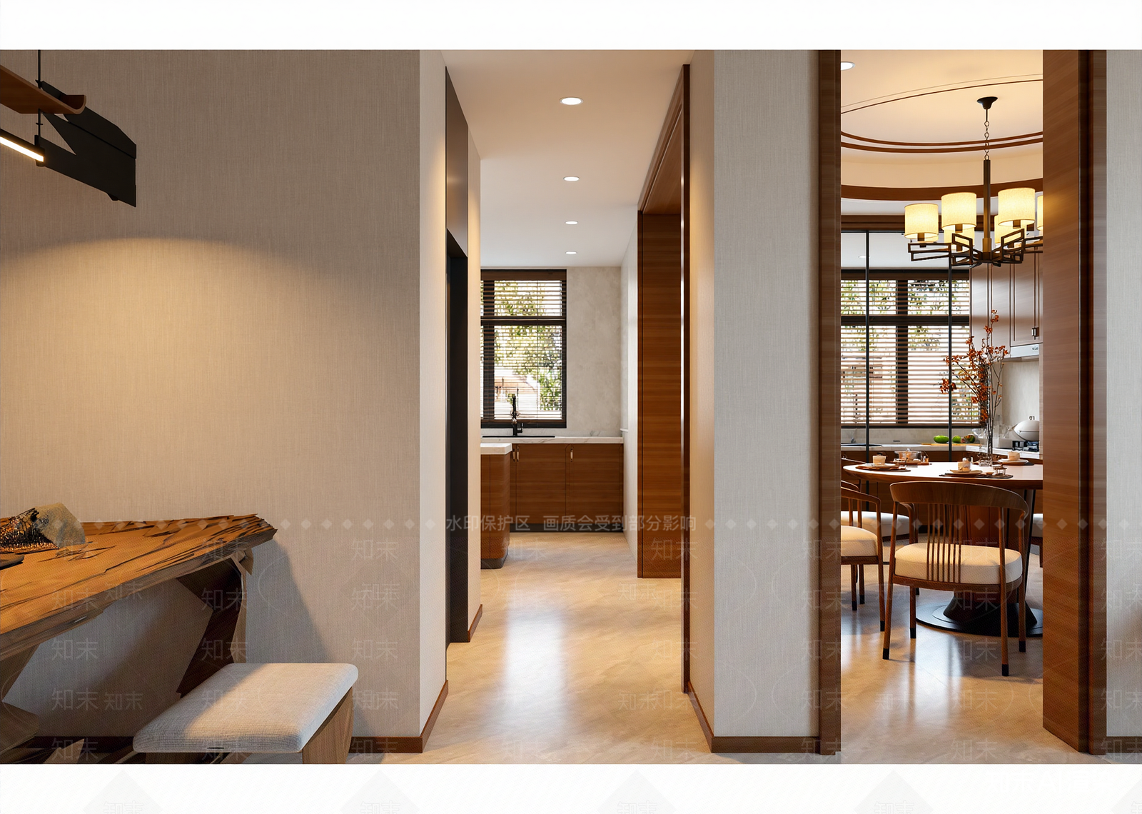 新中式家居餐厅3D模型下载【ID:1215067264】