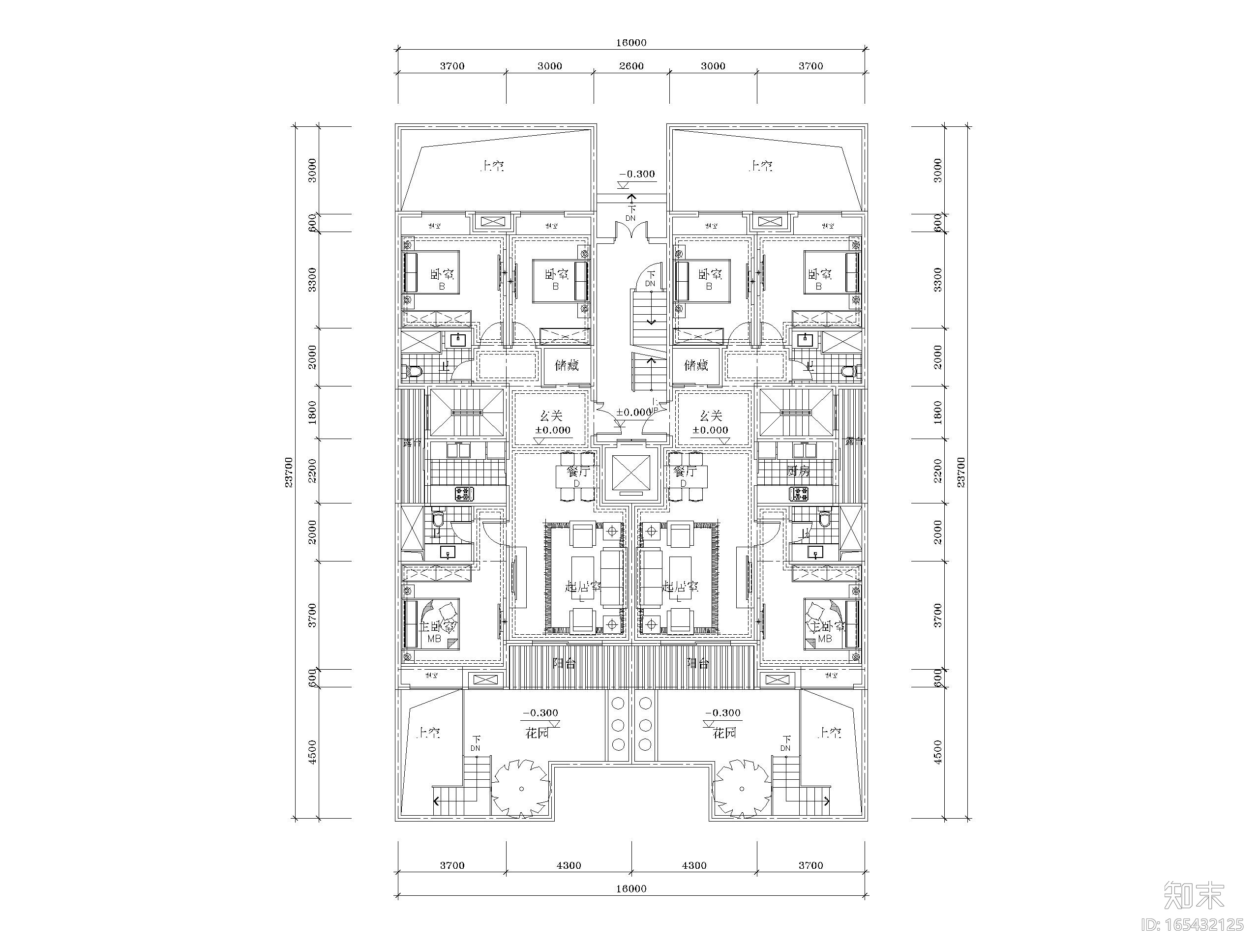 多层洋房1T2_2+2面宽16.2m户型(120+100+90)施工图下载【ID:165432125】