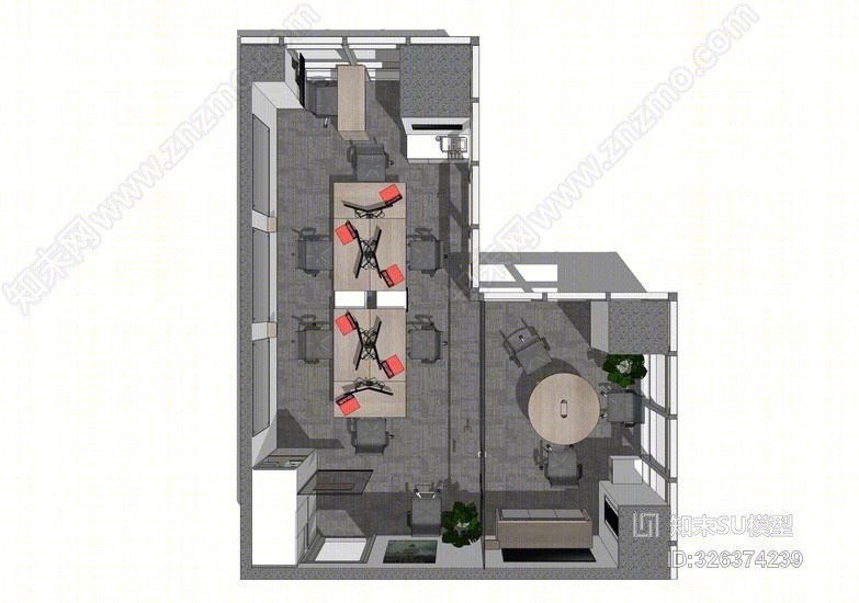 办公室室内设计SU模型下载【ID:326374239】