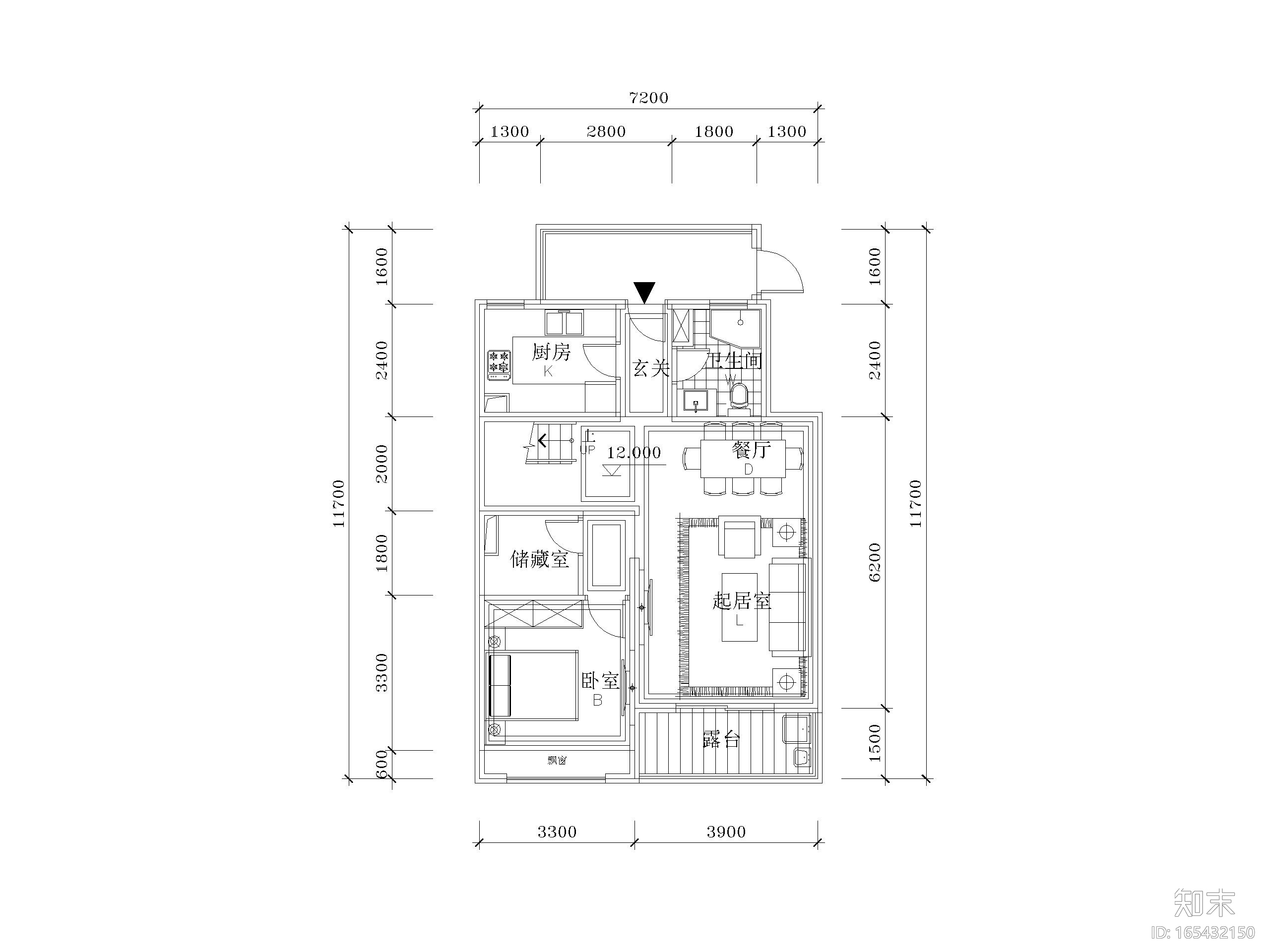 叠拼四房套内两开间户型图140.8+118.2+162施工图下载【ID:165432150】