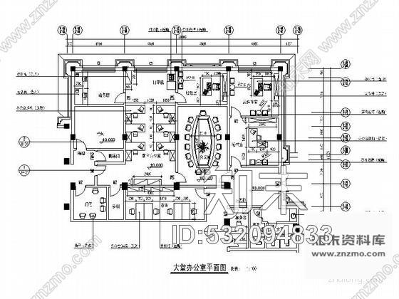 施工图酒店大堂办公室装饰设计图cad施工图下载【ID:532094833】