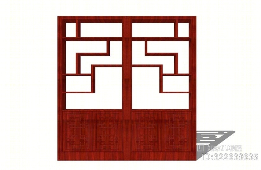 新中式书柜SU模型下载【ID:322638635】
