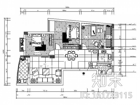 优雅三居室家装设计图（含效果图）cad施工图下载【ID:161733115】