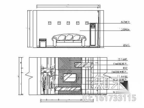 优雅三居室家装设计图（含效果图）cad施工图下载【ID:161733115】