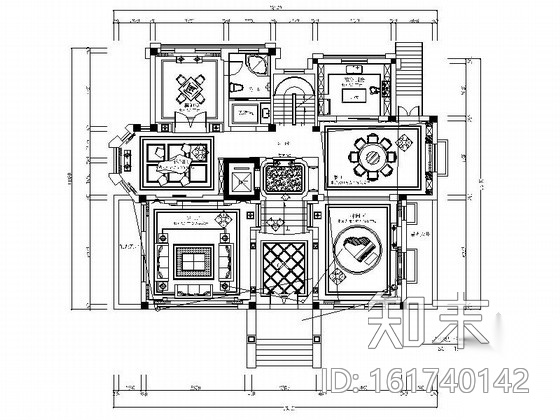 某奢华欧式别墅室内装饰装修图cad施工图下载【ID:161740142】