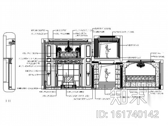 某奢华欧式别墅室内装饰装修图cad施工图下载【ID:161740142】