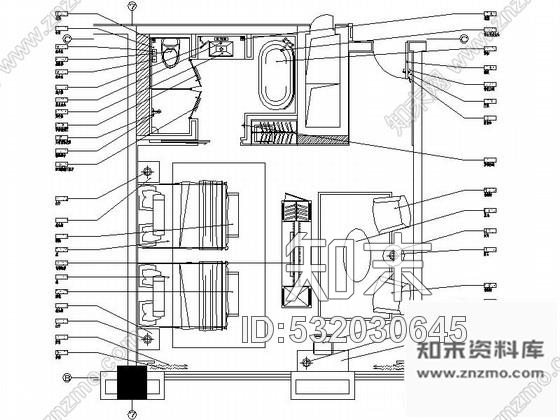 施工图深圳奢华高端商务酒店双人套房室内装修图含效果图施工图下载【ID:532030645】