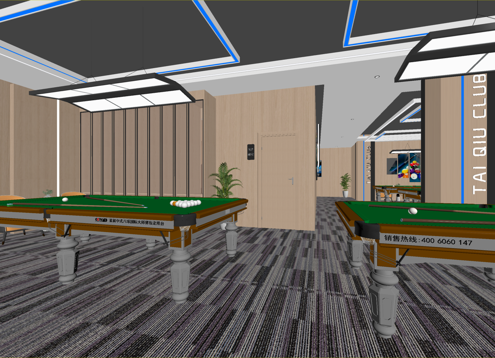 现代台球室3D模型下载【ID:1214134346】