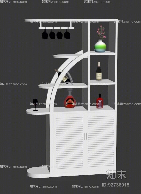 现代白色木艺玄关柜3D模型下载【ID:92736015】