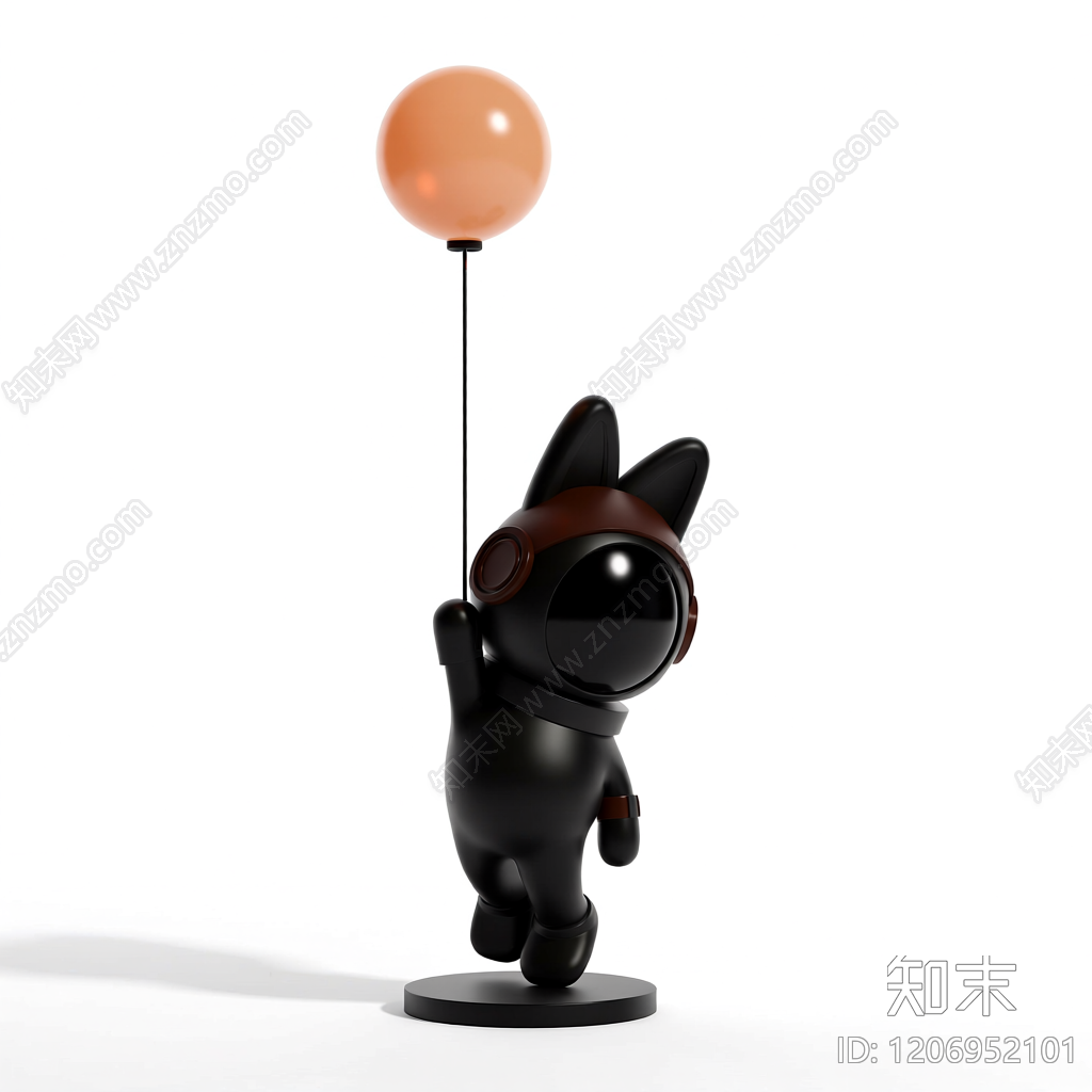 黑猫气球雕塑3D模型下载【ID:1206952101】