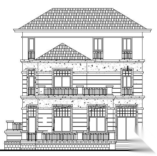 某三层别墅建筑方案图cad施工图下载【ID:149923144】