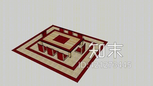 榻榻米席子上的日本餐桌椅。SU模型下载【ID:421273445】
