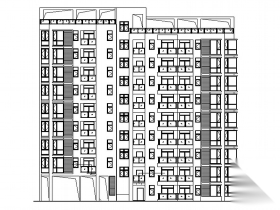 [东莞]某小区九层大户型住宅建筑施工套图cad施工图下载【ID:167623139】